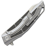 Stedemon ZODIAC Tumbled Folding Carbon Fiber Blade Gray Titanium Knife C04BLS