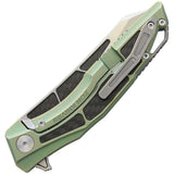Stedemon ZODIAC Green Tumble Titanium Carbon Fiber Inlay Folding Knife C04GRN